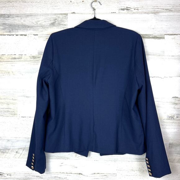 House of Harlow Women’s Large Navy Oversized Lightweight Blazer Gold Button - Picture 2 of 6